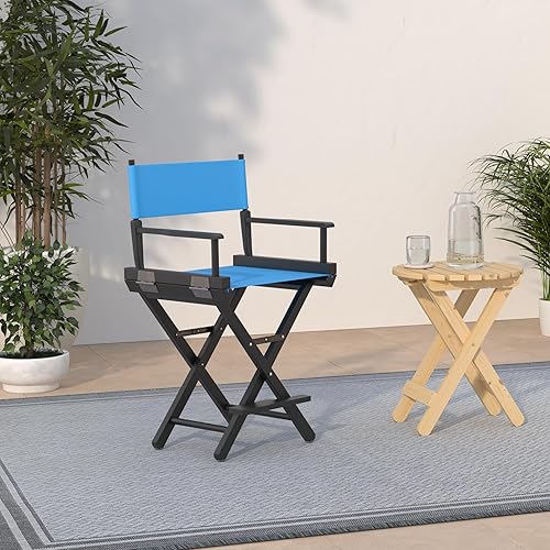 Miniatura 2 de Casual Home 220-02021-27 - Silla de director de 24 in, marco negro, con lona color turquesa, altura de mostrador