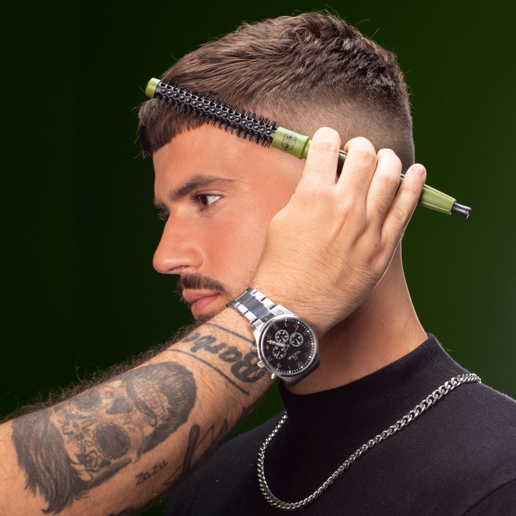 Termix Cepillo Redondo Profesional Barber Ø12 para Todo Tipo de Cabello Masculino, Tecnología Cerámica e Iónica, Estilo y Volumen, Cuidado Capilar Profesional para Barberos