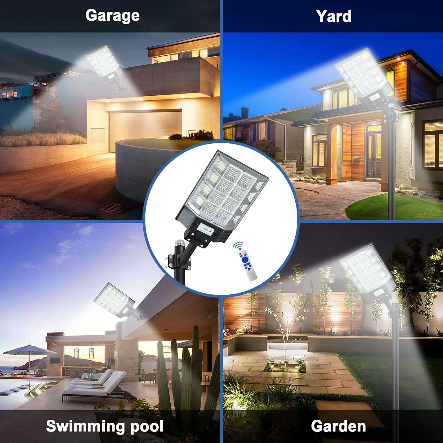 Solar Street Lights Outdoor Dusk to Dawn, 3000W Solar Flood Light Waterproof with Motion Sensor 350000LM Parking Lot Light 2 Pack Solar Street Lights Outdoor Dusk to Dawn, 3000W Solar Flood Light Waterproof with Motion Sensor 350000LM Parking Lot Light 2 Pack