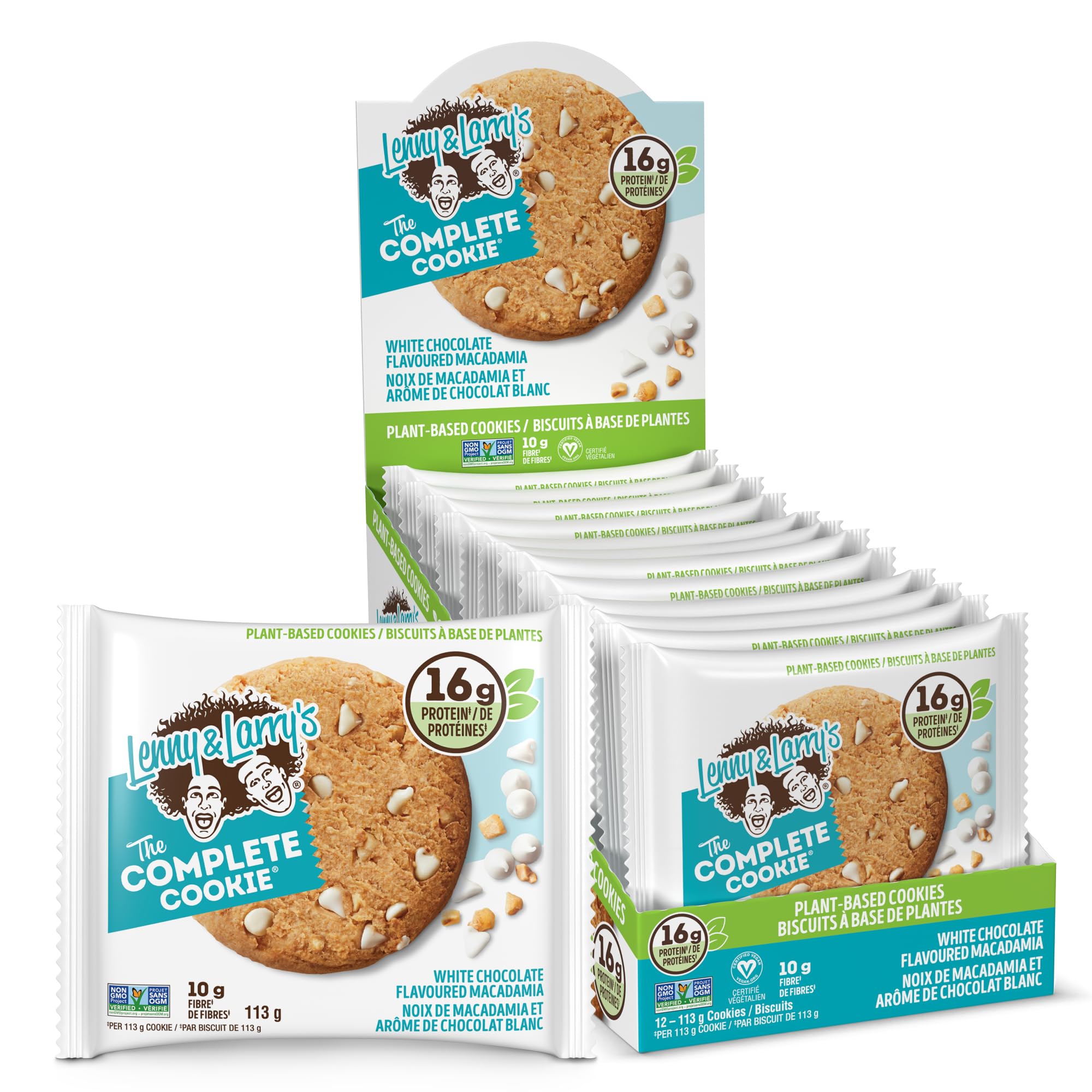 The Complete Cokkie, White Chocolaty Macadamia, Soft Baked,16g Plant Protein, Vegan, Non-GMO, 4 Ounce Cookie (Pack of 12)