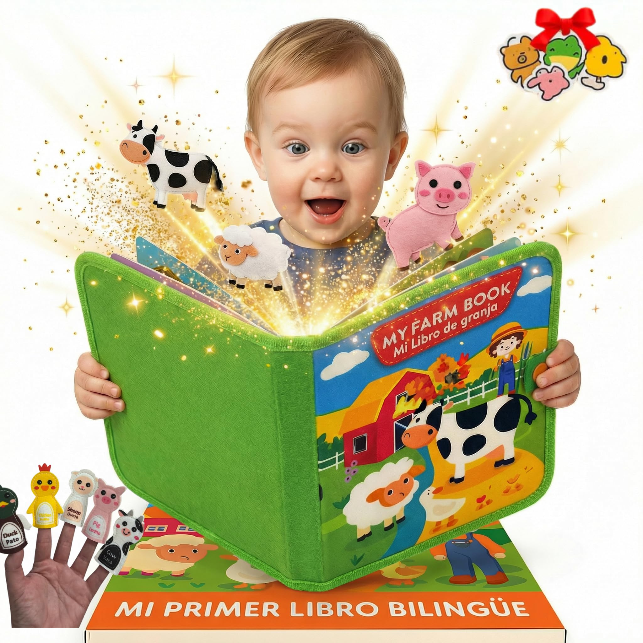 Libro Sensorial Montessori Bilingüe español/inglés. Bebés y Niños 1-5 Años, Busy Board montessori, juegos sensoriales autismo, Pegatinas extras, Juguete Montessori, regalo cumpleaños, viaje