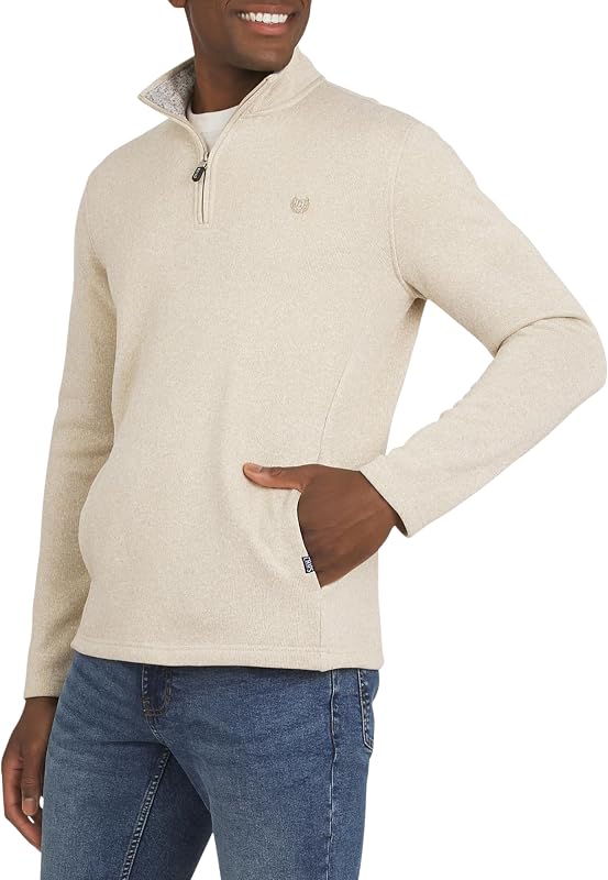 Men's Regular Fit Long Sleeve Midweight Quarter Zip Fleece Pullover Sweater (S-XXL)