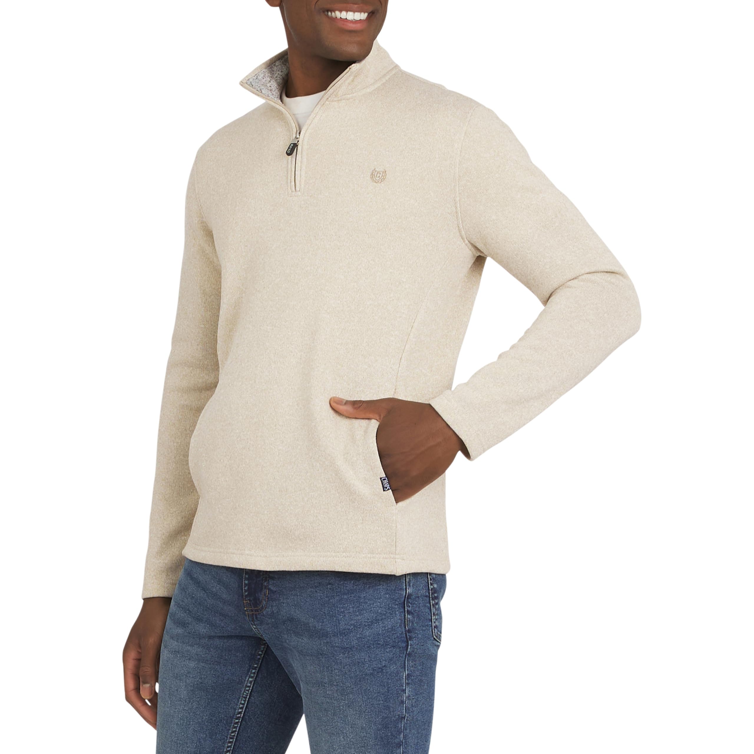 Chaps Men's Regular Fit Long Sleeve Midweight Quarter Zip Fleece Pullover Sweater (S-XXL)