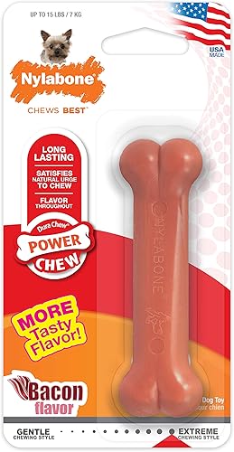 Vista 63 de Nylabone Power Chew Juguete masticable duradero con sabor a pollo, para perros medianos, para masticadores agresivos, huesos indestructibles, M/lobo
