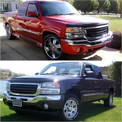 Miniatura 7 de Compatible con 1999-2006 GMC Sierra 1500 2500 3500 Conjunto de faros delanteros /00-06 GMC Yukon 1500 2500 XL con carcasa cromada, reflector ámbar,