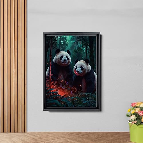 Miniatura 2 de Canvas Print cute pandas in the jungle Watercolor art framed canvas print framed wall art synthwave animal art Canvas Prints, Decor