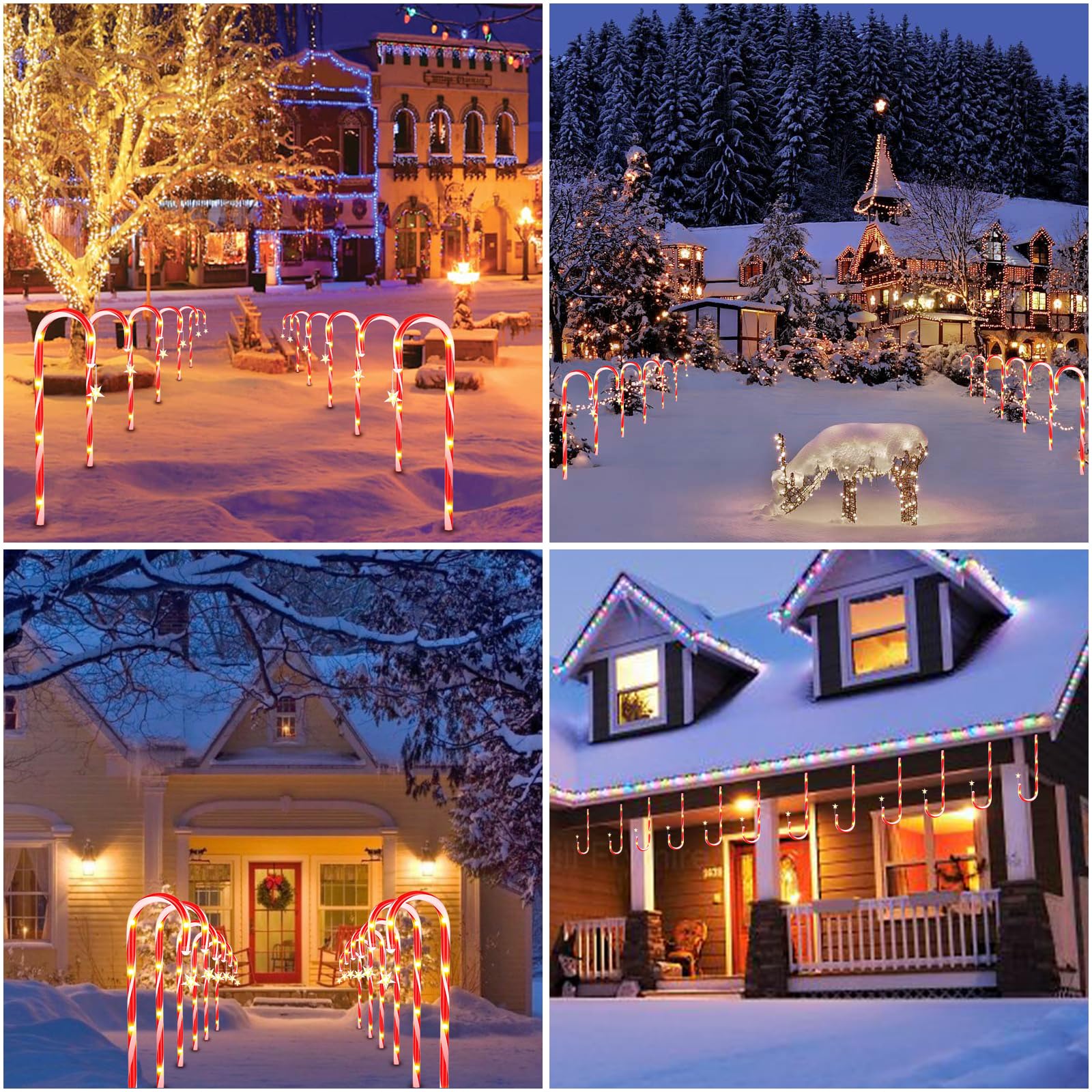 Solar Weihnachten Zuckerstangen Lichterketten, 12 Stück 72 LED Candy Cane Lichter Weihnachtsdeko, 8 Modi Solar Weihnachts Lichter Aussen, Wasserdicht Solarleuchten Garten Deko für Weihnachtsweg Rasen