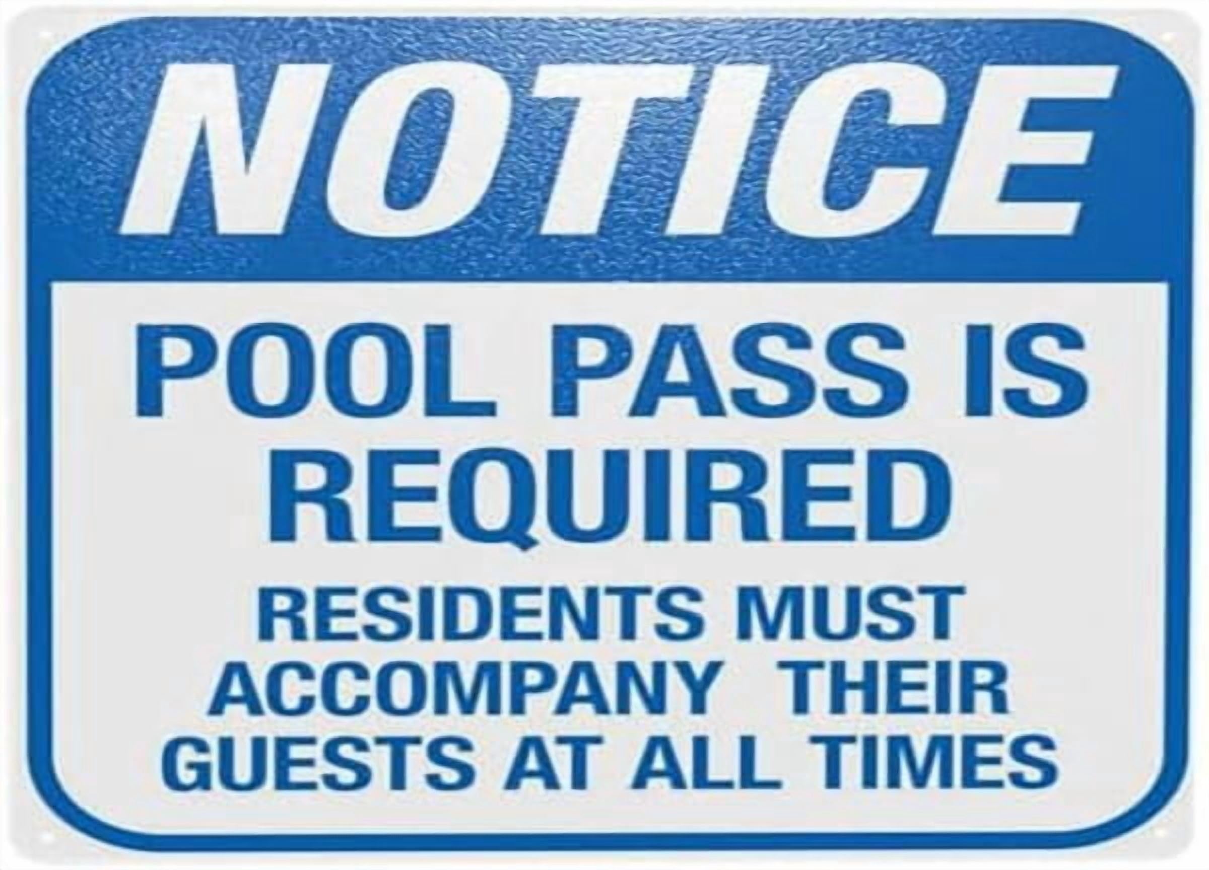 (2-Pack) Metal Tin Sign Pool Pass is Required Warning Sign 8x12 Inch Caution Plaque Signage Marker for Swimming Pool Spa Resort Hotel Community Club Home Business Outdoor Indoor Wall Decor