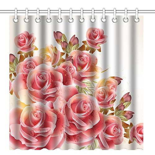 Red And Pink Shower Curtains Amazon Com