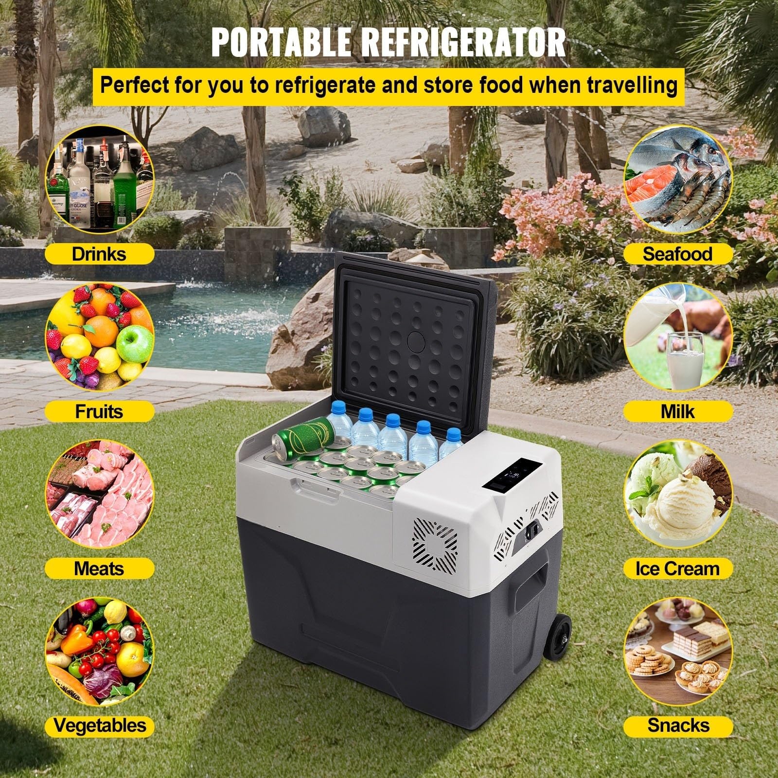 ZHIMAI 30L Mini Frigorifero Portatile per Auto, con Schermo LCD Digitale, 220 V Mini Frigorifero Congelatore, Congelatore per Frigorifero Portatile da -20 a 20 Gradi per Camion Barca