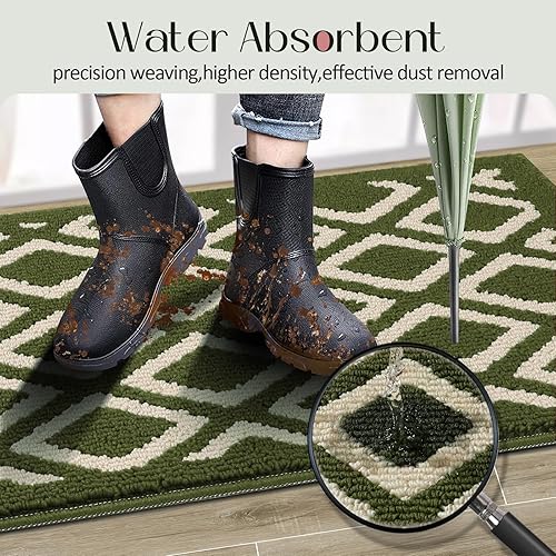 Miniatura 3 de Tapete para puerta de interior, antideslizante, absorbente, resistente a la suciedad, con patrón geométrico clásico, para interiores, entradas,