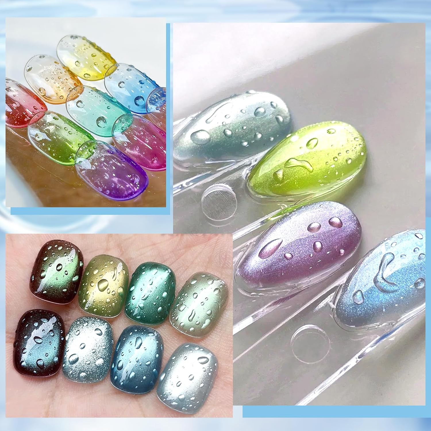 Water Drop Gel Top Coat, 3D Rain Drop Effect Non-Wipe Glossy Shiny Nail Art Top coat, DIY Bubble Ice Dew Soak Off UV LED Gel Nail Polish at Home -15ML