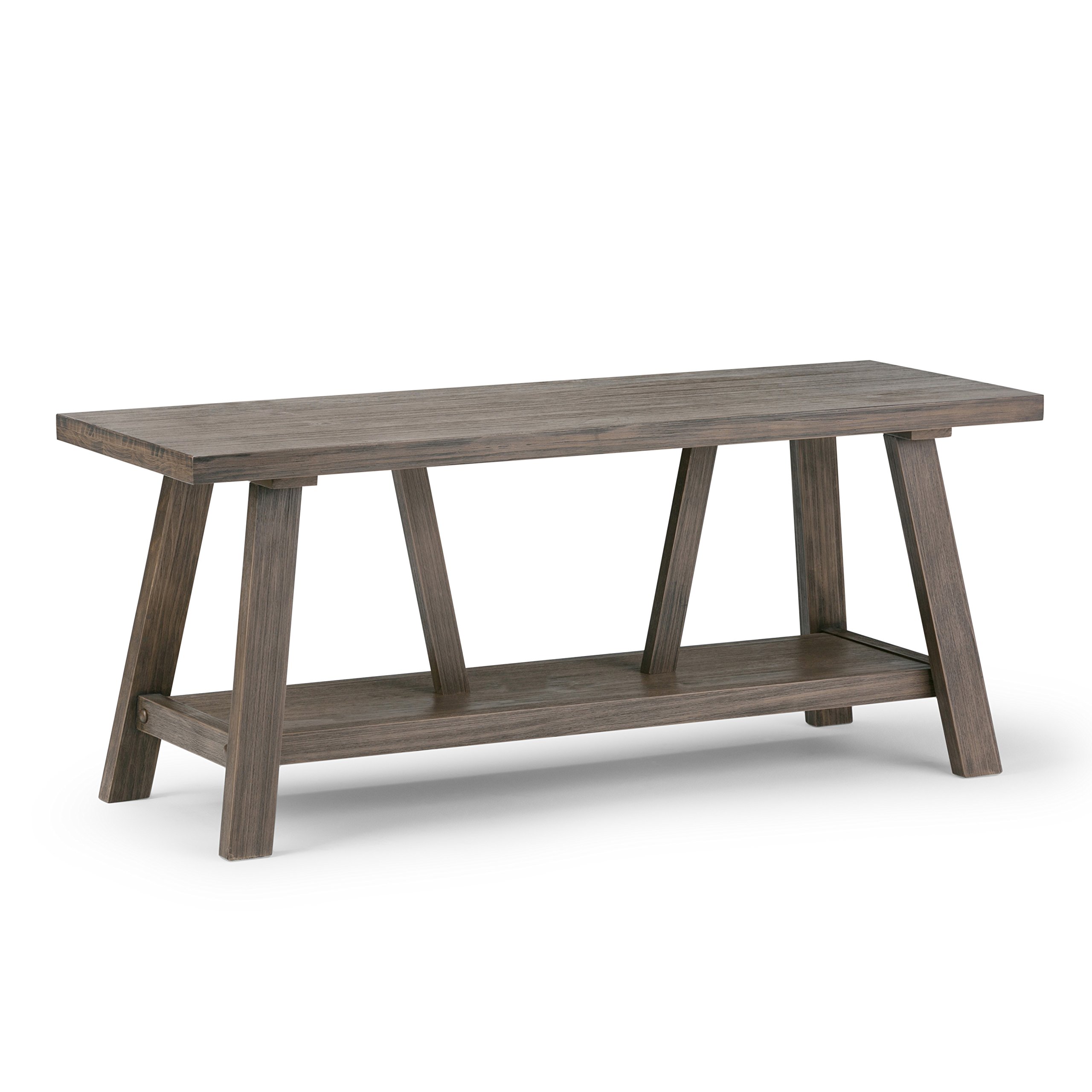SIMPLIHOMEDylan SOLID WOOD 48 Inch Wide Industrial Entryway Bench in Driftwood, For the Living Room, Entryway and Family Room