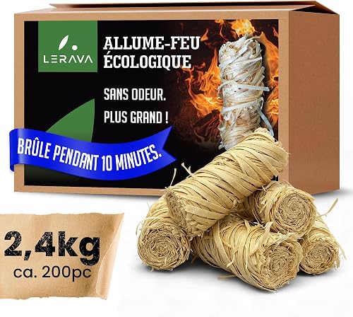 ® Allume-feu Laine de Bois (2,4 kg ≈ 200 pièces) LERAVA