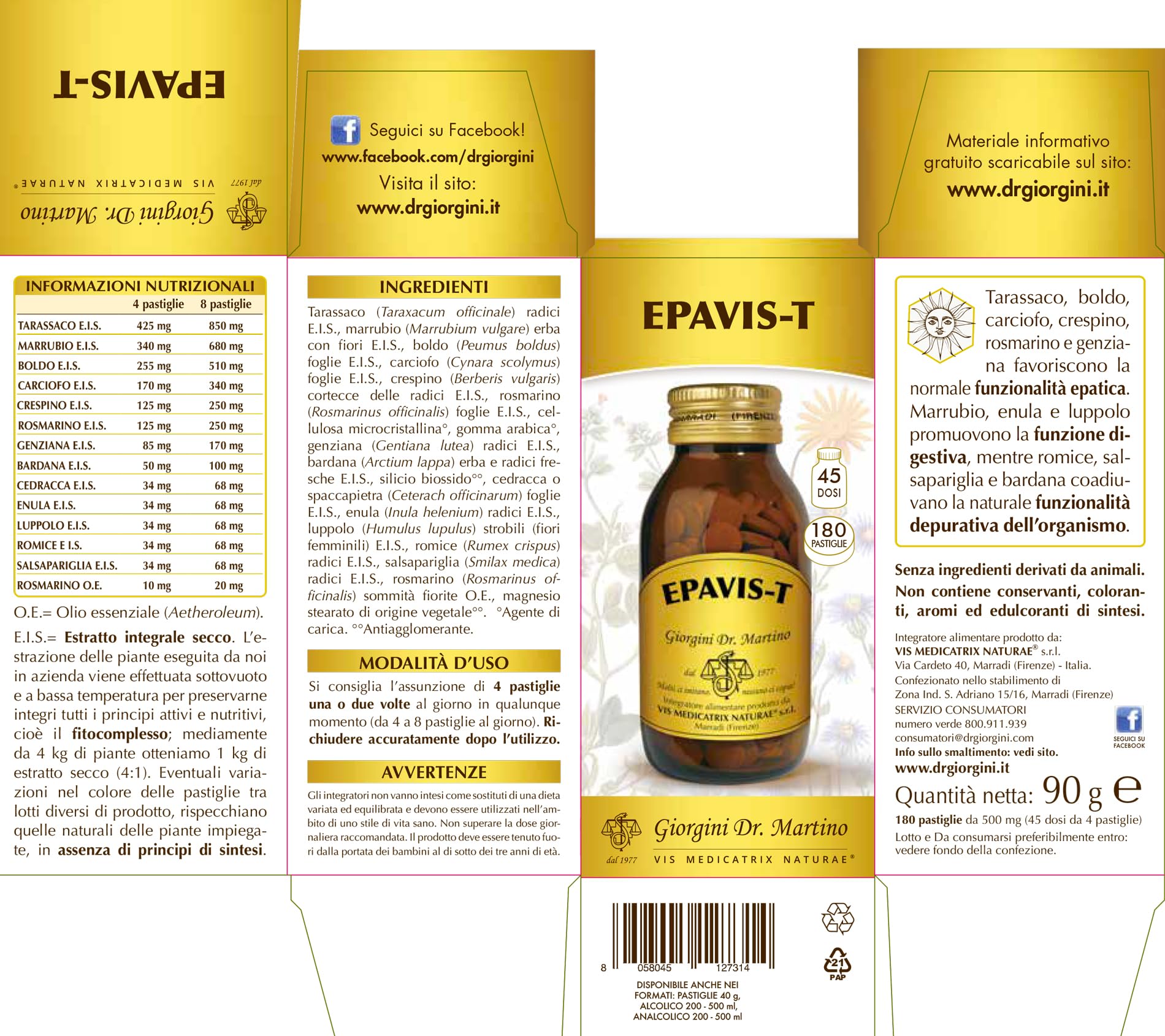 EPAVIS Pastiglie - 90 g (integratore di carciofo, tarassaco e altre erbe per la funzionalità epatica)