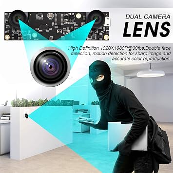 3D Stereo USB Camera Module for Computer, 1080P 30fps Dual Lens PC Camera