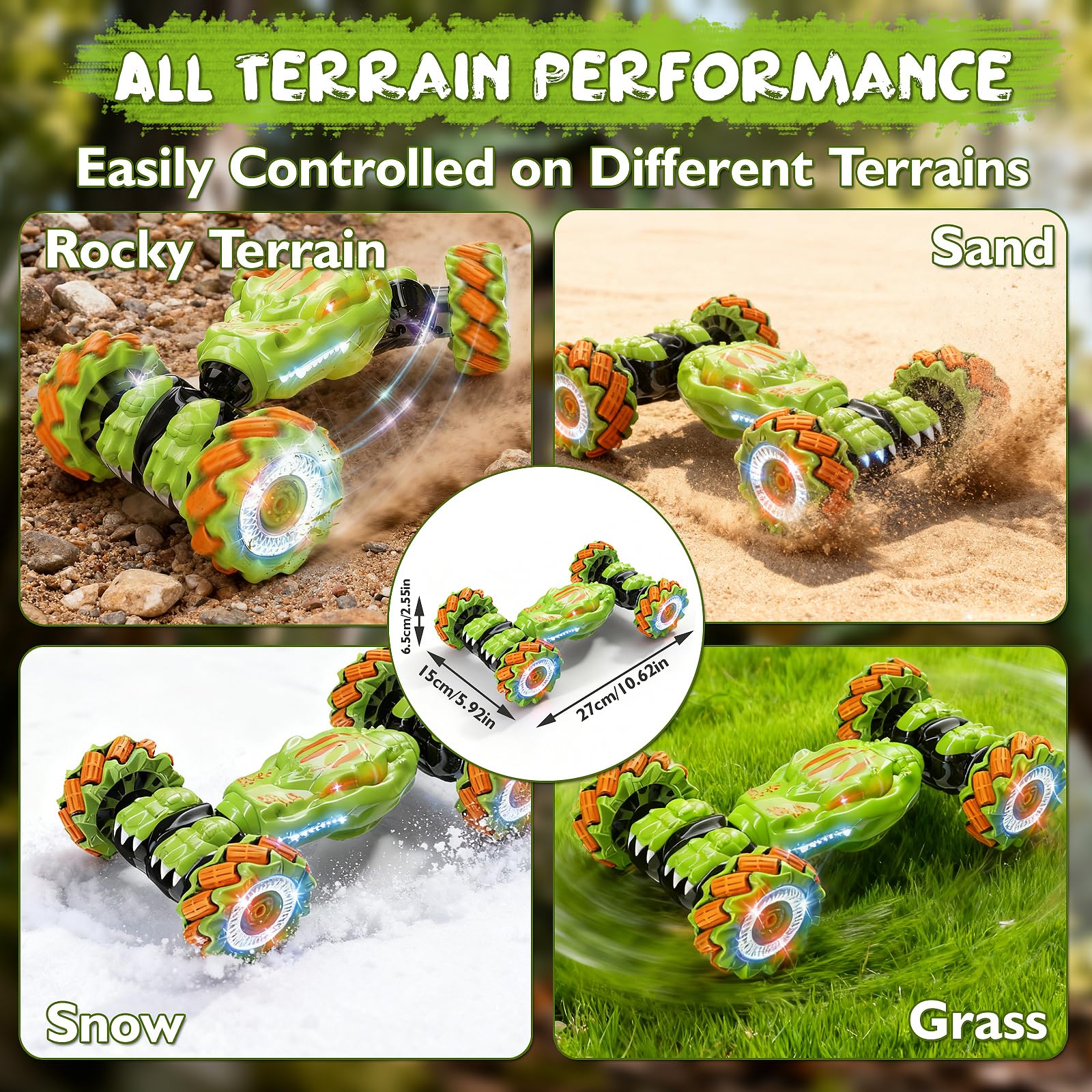 Gesture Sensing RC Stunt Car - Birthday for Boys, 6 7 8-12 13 14+ Year Old, 360 Rotating 4WD Twist Toys, Hand Controlled & Remote Control, with Light & Music