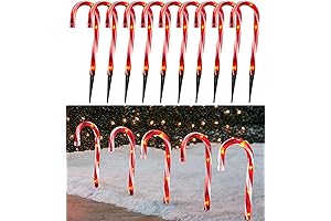TIGOMOOV Candy Cane Pathway Markers Set of 10 Candy Canes Lights for...