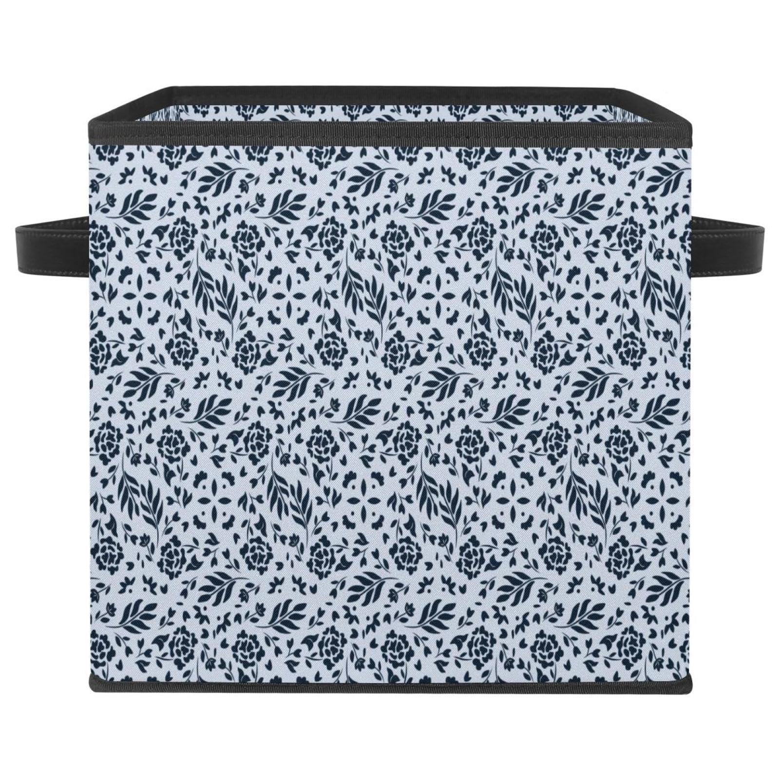 Cube de rangement pliable fleur florale vintage avec poignées