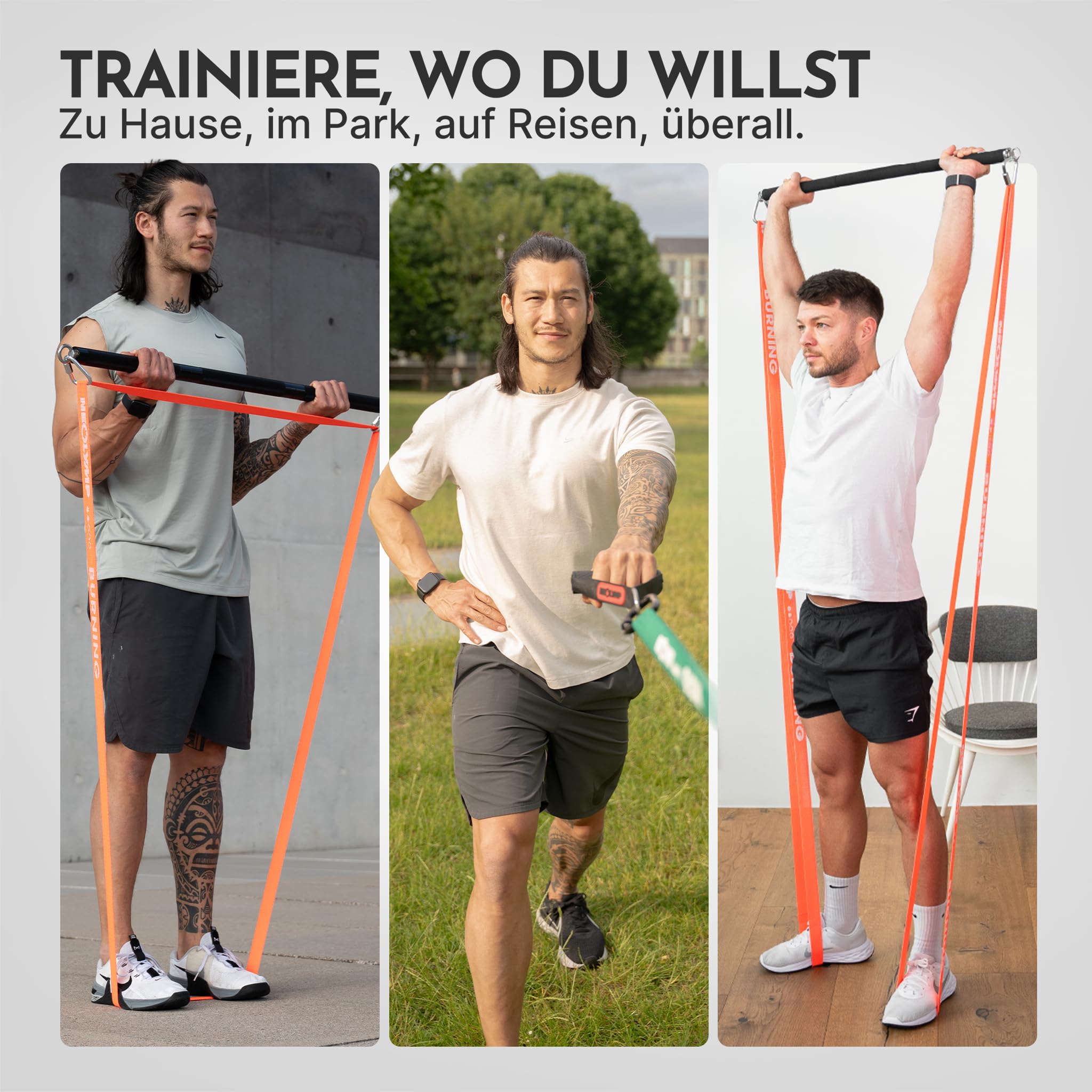 NEOLYMP Lange Fitnessbänder Stoff mit Fitness Zubehör - waschbare Resistance Bands, Widerstandsbänder, Gymnastikband, Fitnessband, Trainingsbänder, Klimmzugbänder, Krafttrainingssets