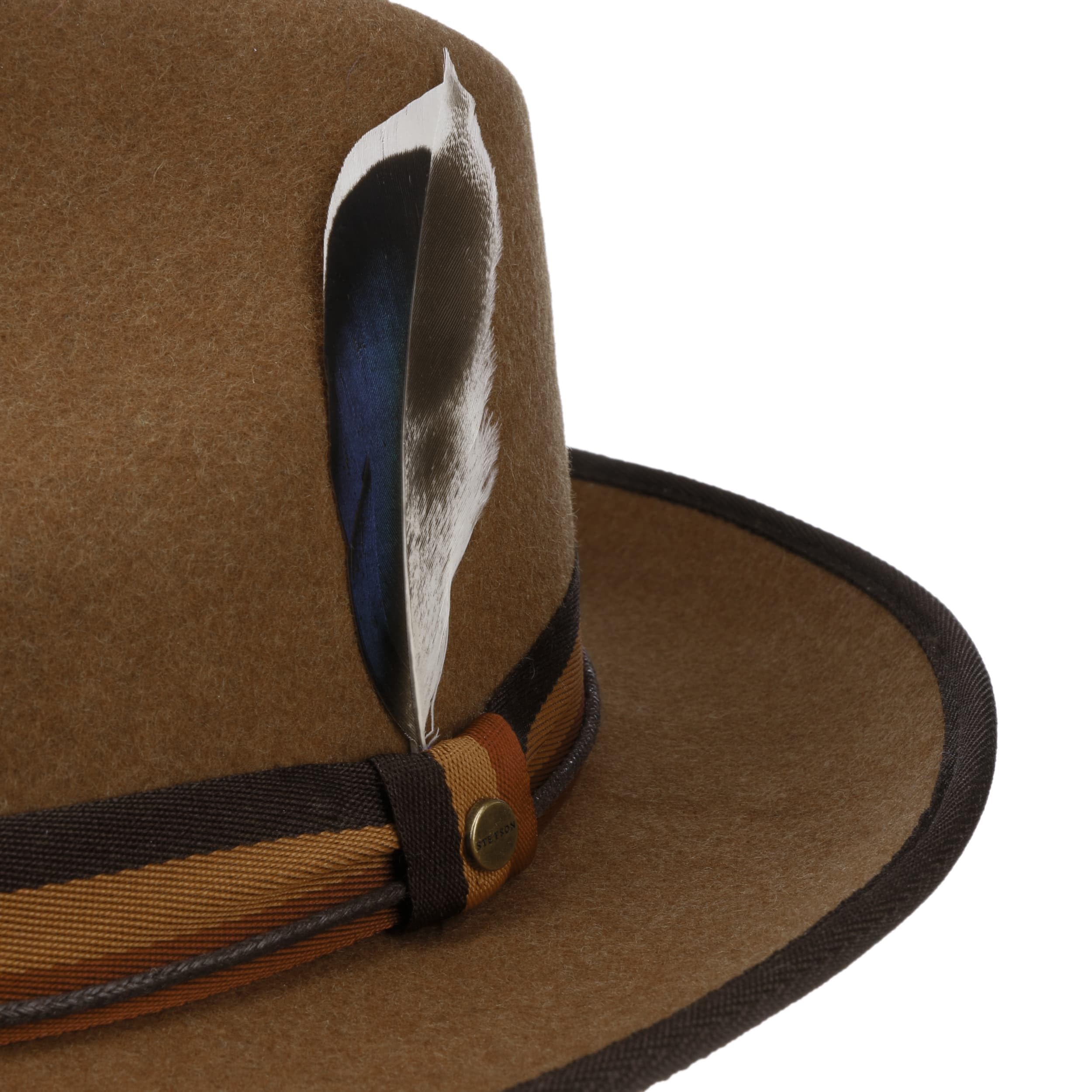 Stetson Baileyville Fedora Wollhut Einfarbiger Player-Hut Outdoor-Filzhut Asahi Guard Knautschbar Wasserabweisend Unisex Herbst Winter