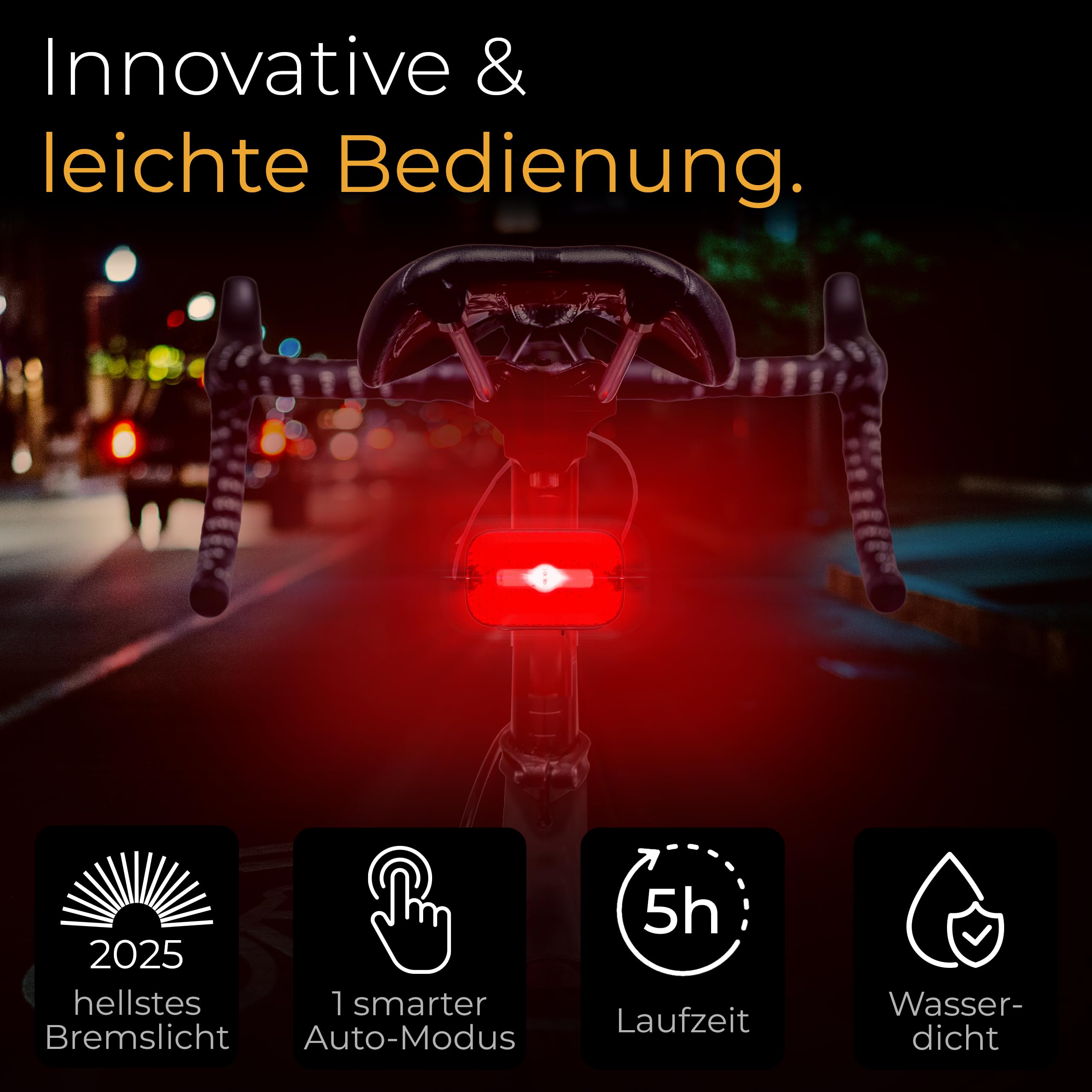 LICHTMEISTER® Rücklicht Fahrrad mit Reflektor und Bremslichtfunktion - Fahrrad Rücklicht mit StVZO Zulassung - Fahrradlicht hinten - Fahrrad Rücklicht LED