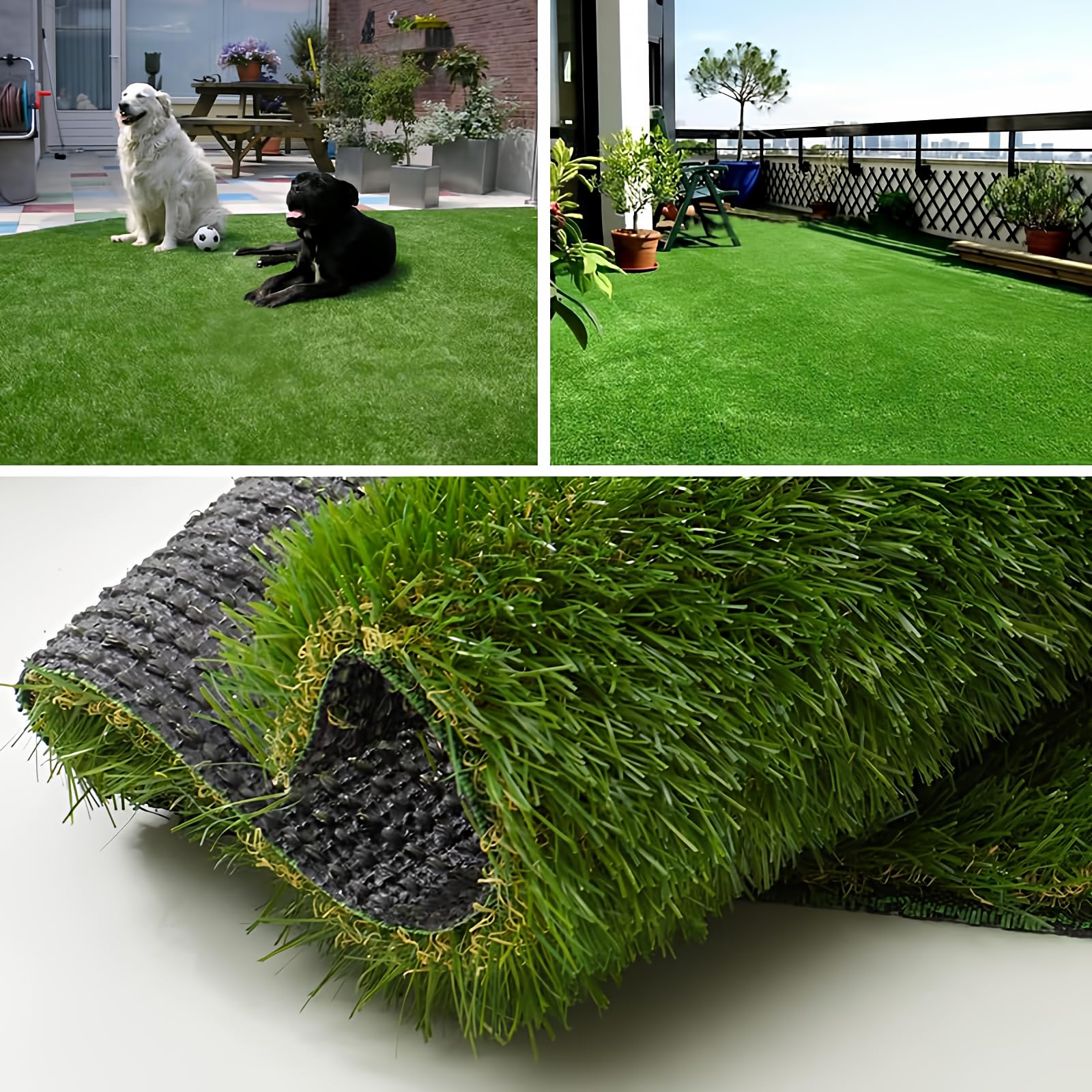 Artificial Grass Turf Rug 4FTX6FT Indoor Outdoor, 1.38" Pile Height Realistic Fake Grass with Drain Holes Astro Turf for Patio Garden Lawn Landscape Balcony