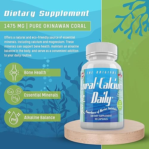 Miniatura 2 de Daily Health - Pure Okinawa Coral Calcio - Suplemento de grado marino con 72 minerales traza - 1475 mg, 270 cápsulas