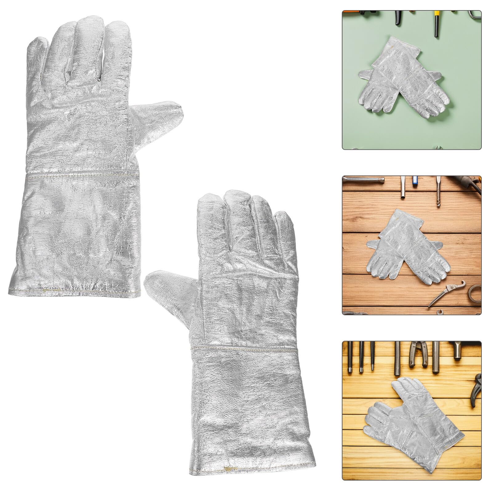 Guantes de Protección Laboral Resistentes al Calor con Aislamiento de Aluminio para Fundición y Soldadura Guantes de Trabajo Ergónomicos y Duraderos para Manejo Seguro Plantas y