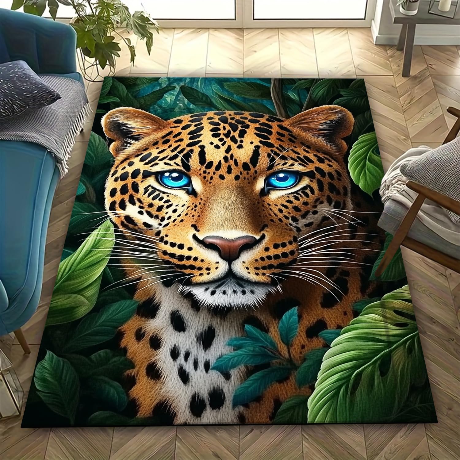 Tapis de sol antidérapant contre les glissades tapis léopard 160 x 230 cm lavable