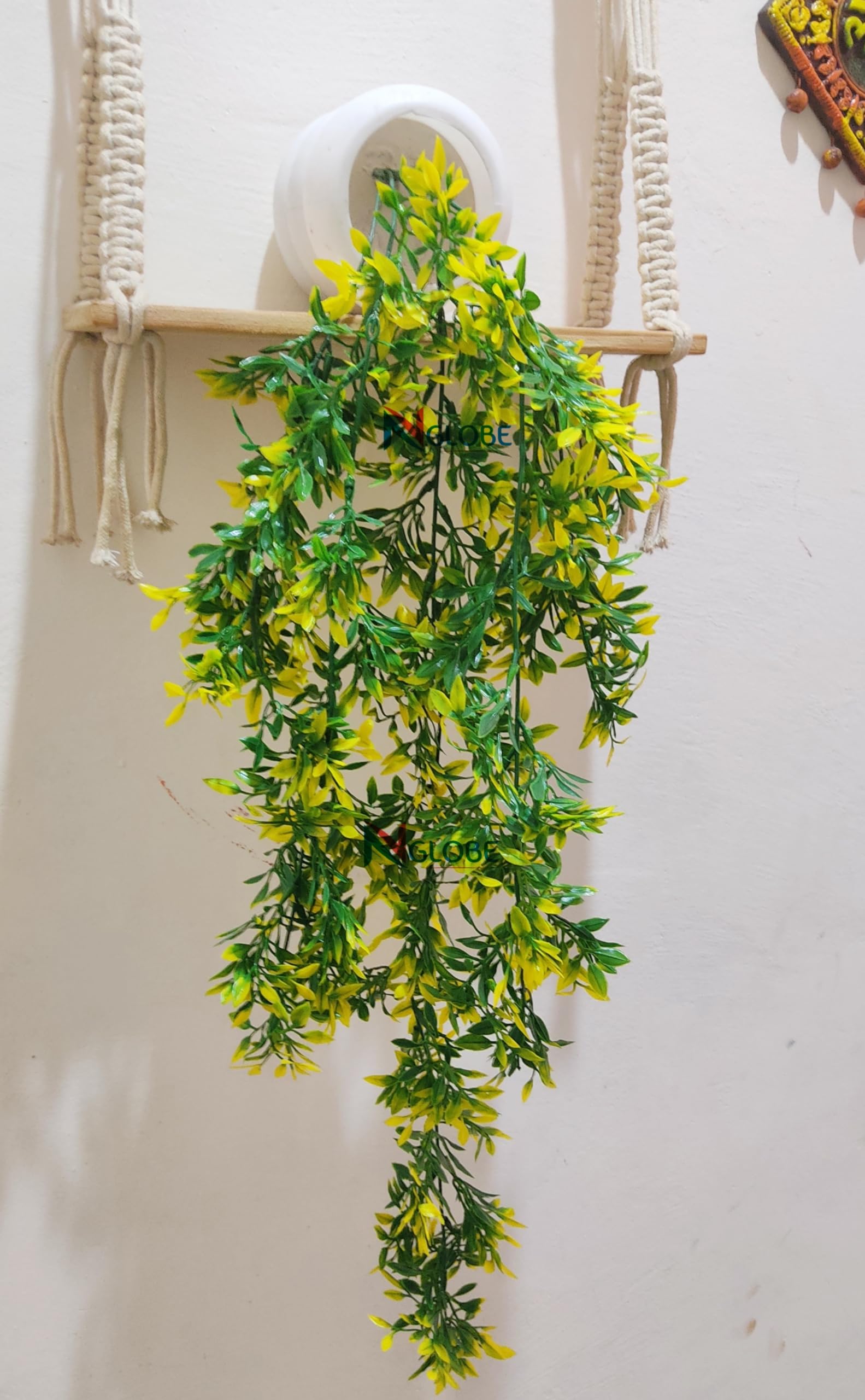 NN Globe Artificial Yellow/Green Hanging Plant with White Pot/Hanging Bunch for Decoration with Hanging Hook Artificial Bonsai/Leaf for Home Decor Artificial Flower for Decoration (B0D5HKP4GC) Amazon Price History, Amazon Price Tracker
