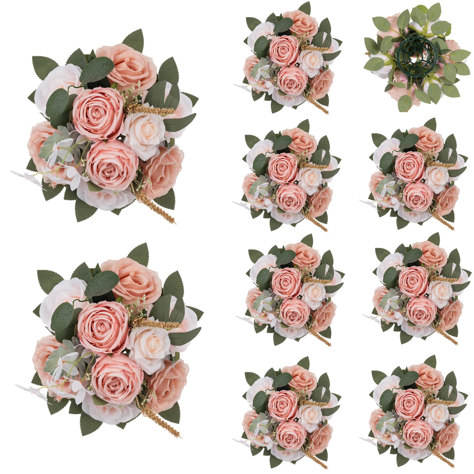 Boules De Fleurs Artificielles BLOSMON – Roses Poussiéreuses – Lot De 2 – Pour Mariage, Déco Maison