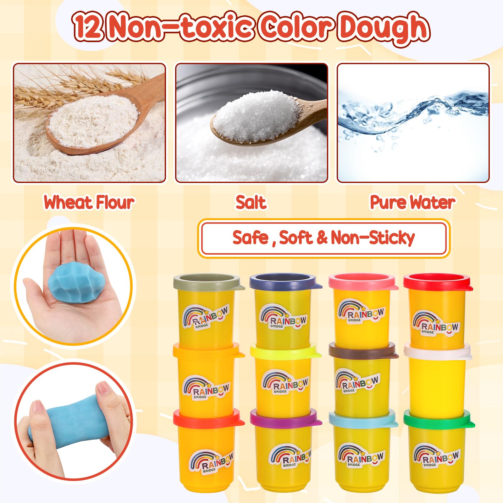 Yimomoyi 12 Tins Play Color Dough Modelling Set 12Colours Modelling Clay Set - Image 2