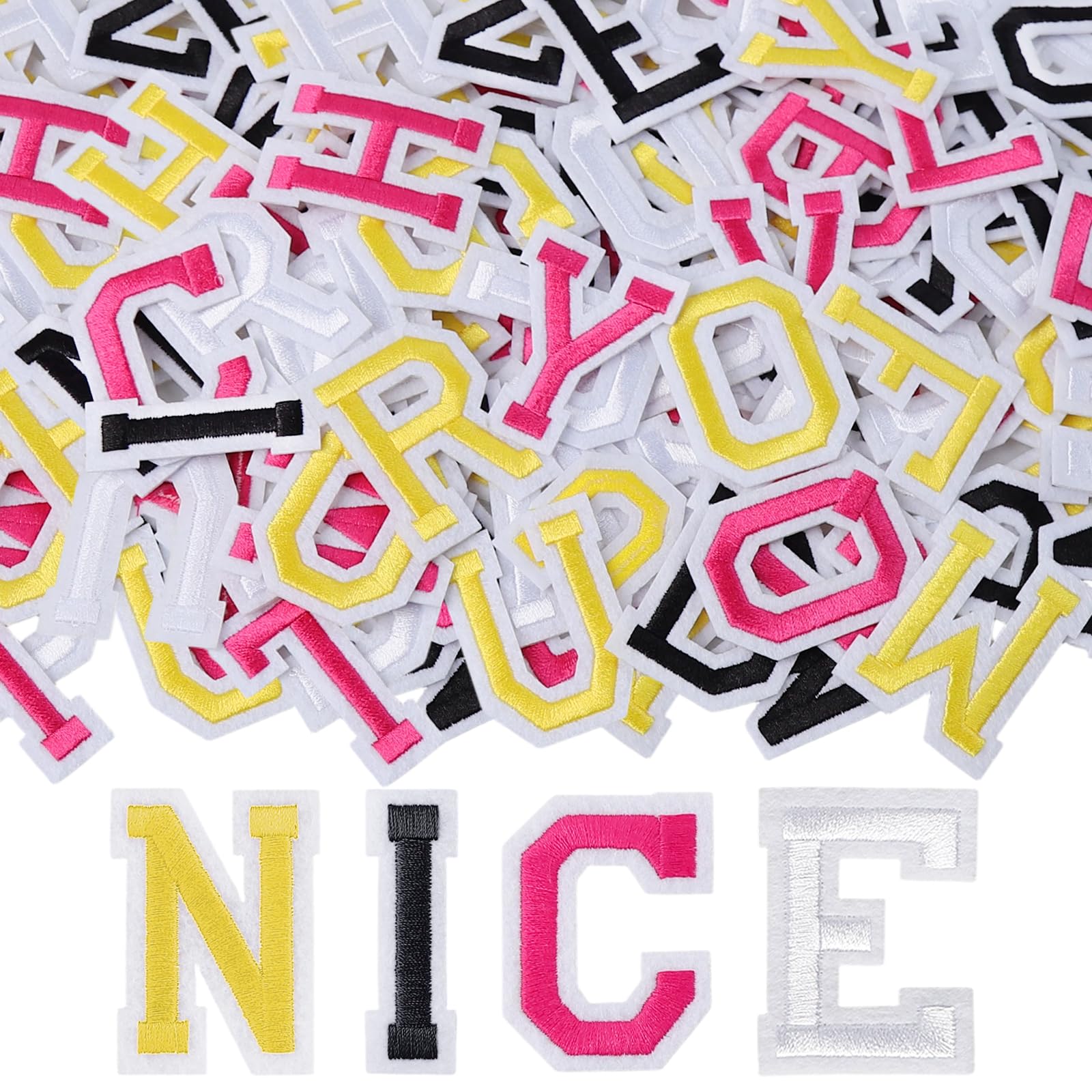 104 Pcs Colorful Iron on Letters Patches 2 Inch A-Z Embroidered Patches