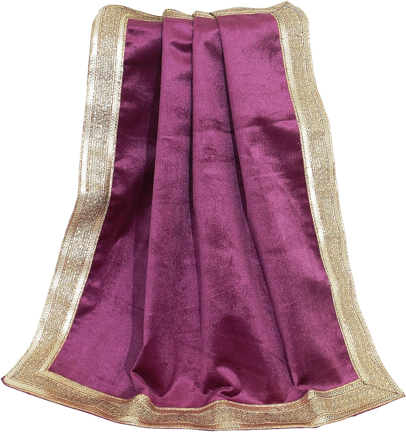 Ava Collections Purple Velvet Cloth With Golden Shinny Border, Aasan Pooja Puja Cloth Poojan Table Cloth Holy Cloth Altar Tarot Table Cloth Divination Wicca Velvet Cloth (, 24 X 24 Inches)