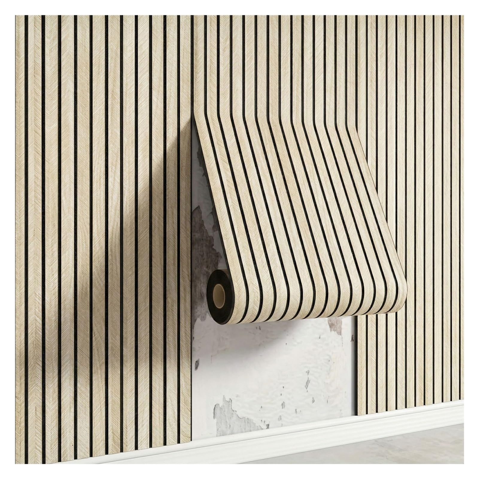 Paneles de pared de listones de PVC autoadhesivos, paneles de madera sintética, papel pintado de espuma 3D para pared de TV, dormitorio, oficina, fácil instalación y decoración moderna