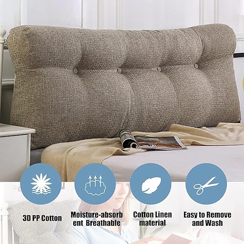 Miniatura 2 de Cojín triangular grande para cabecero de lectura, almohada para reposo en cama, respaldo triangular, respaldo de forro polar para dormitorio, sofá