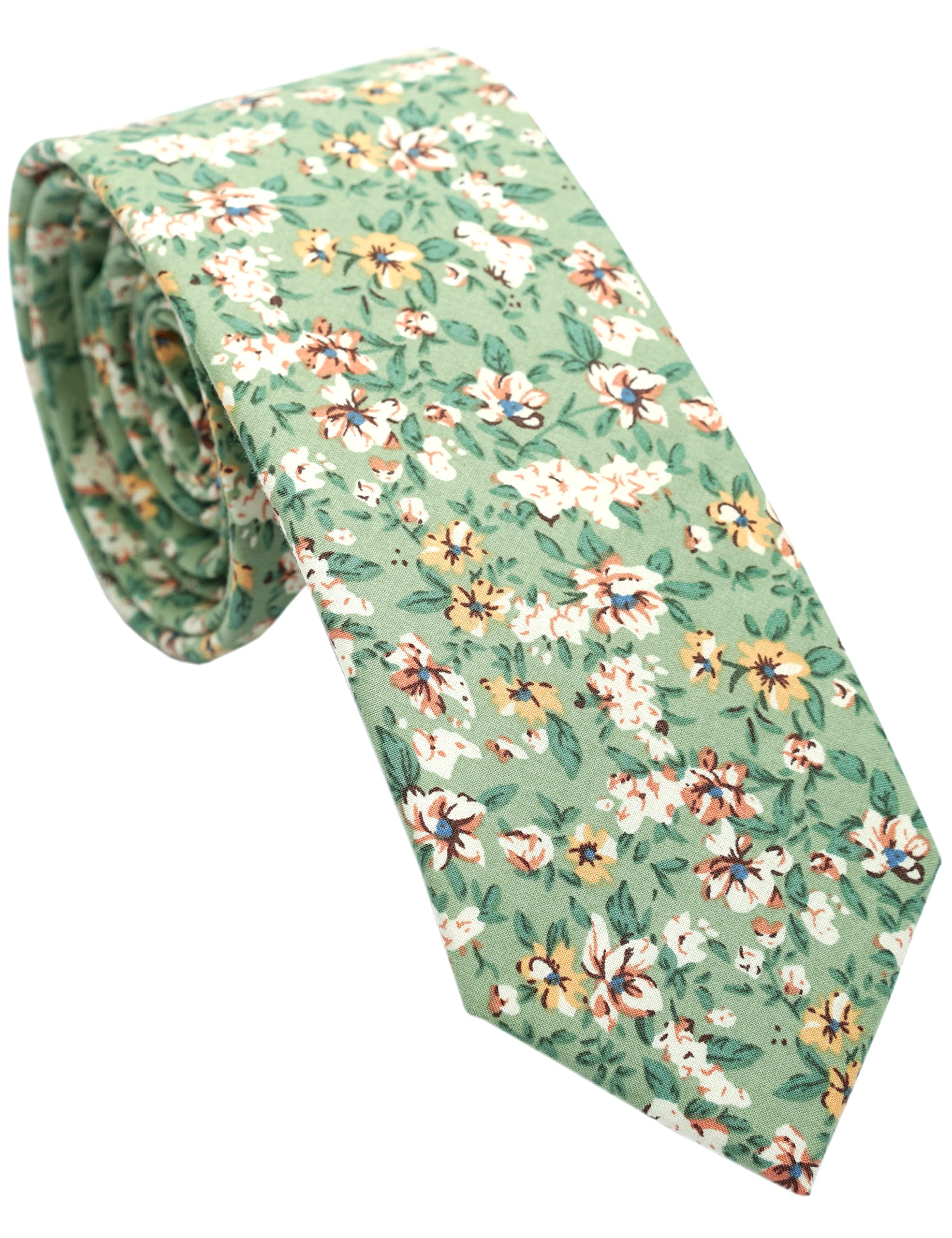 Herren-Krawatte mit Blumenmuster, 6,3 cm, handgefertigt, aus Baumwolle