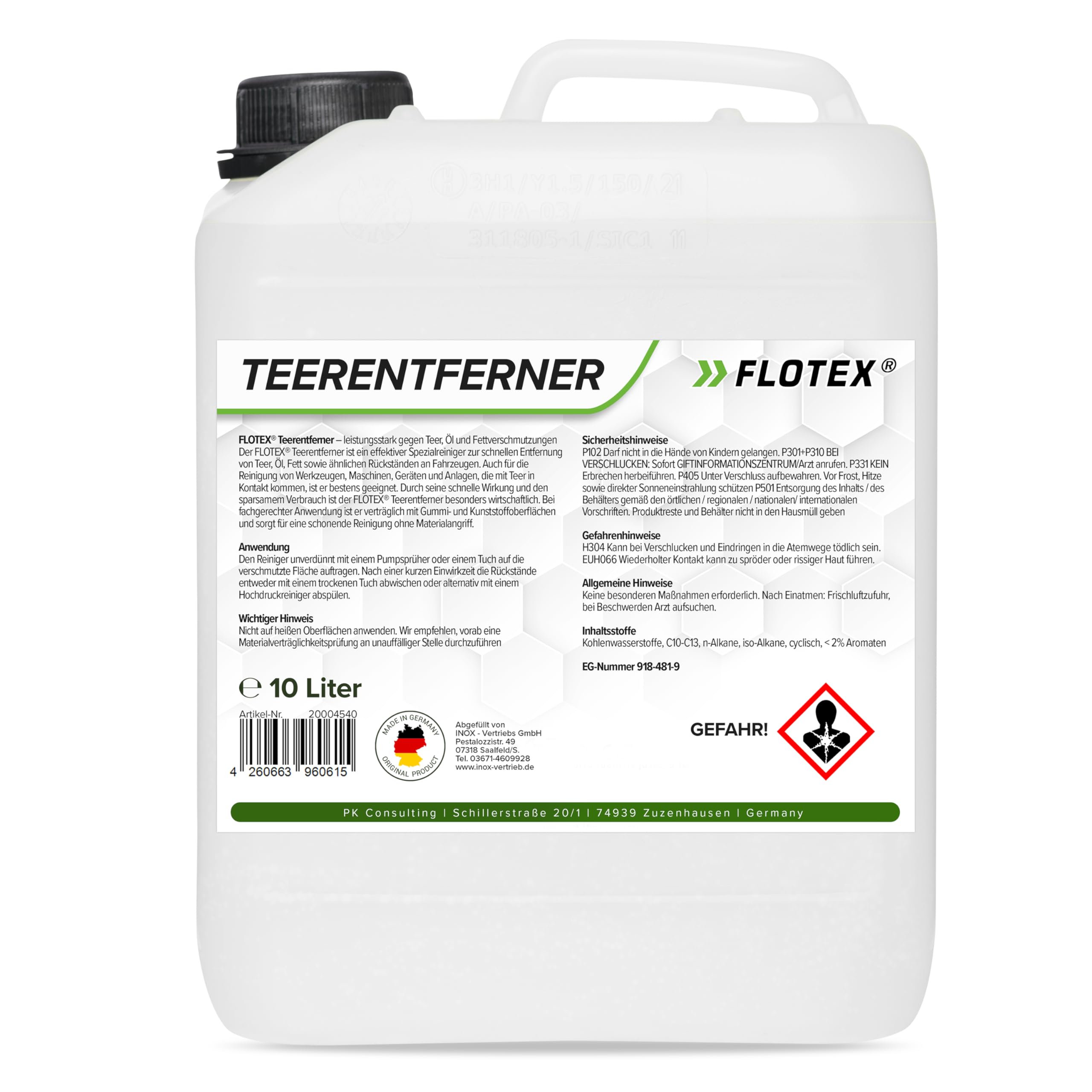 Profi Teerentferner Auto - 10L I Teer Entferner für Auto, Wohnmobil, Werkzeuge & Mehr - Löst effektiv Rückstände von Teer, Bitumen, Öl & Fett I Bitumen Entferner, Baumharzentferner