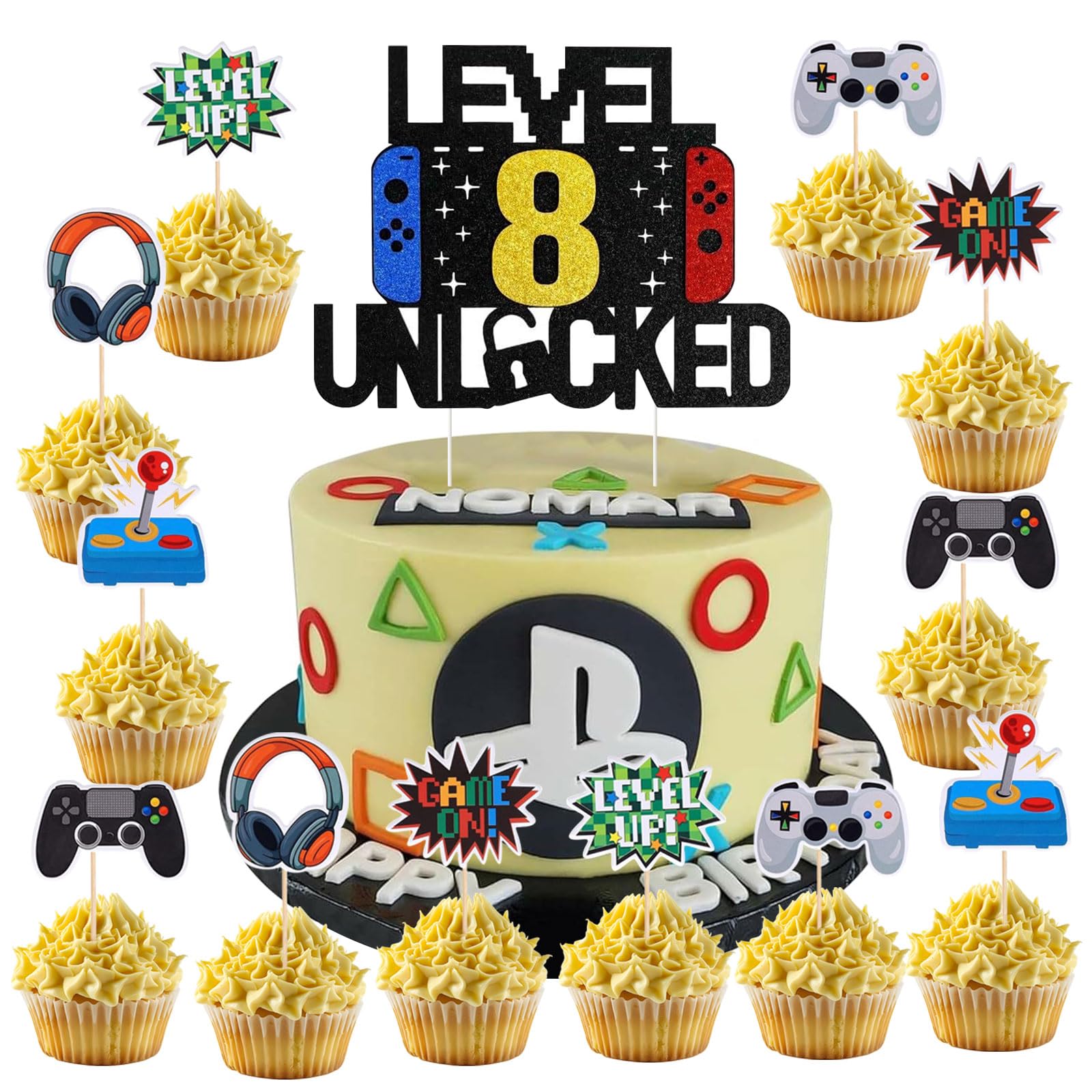 Decorazioni Torta Videogiochi Per 8° Compleanno - Cake Toppers Theme Bambini - Foto 6