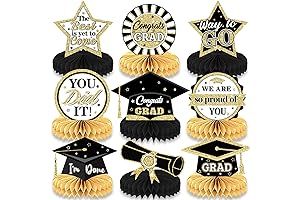 2024 Congrats Graduation Honeycomb Black Gold Decorations
