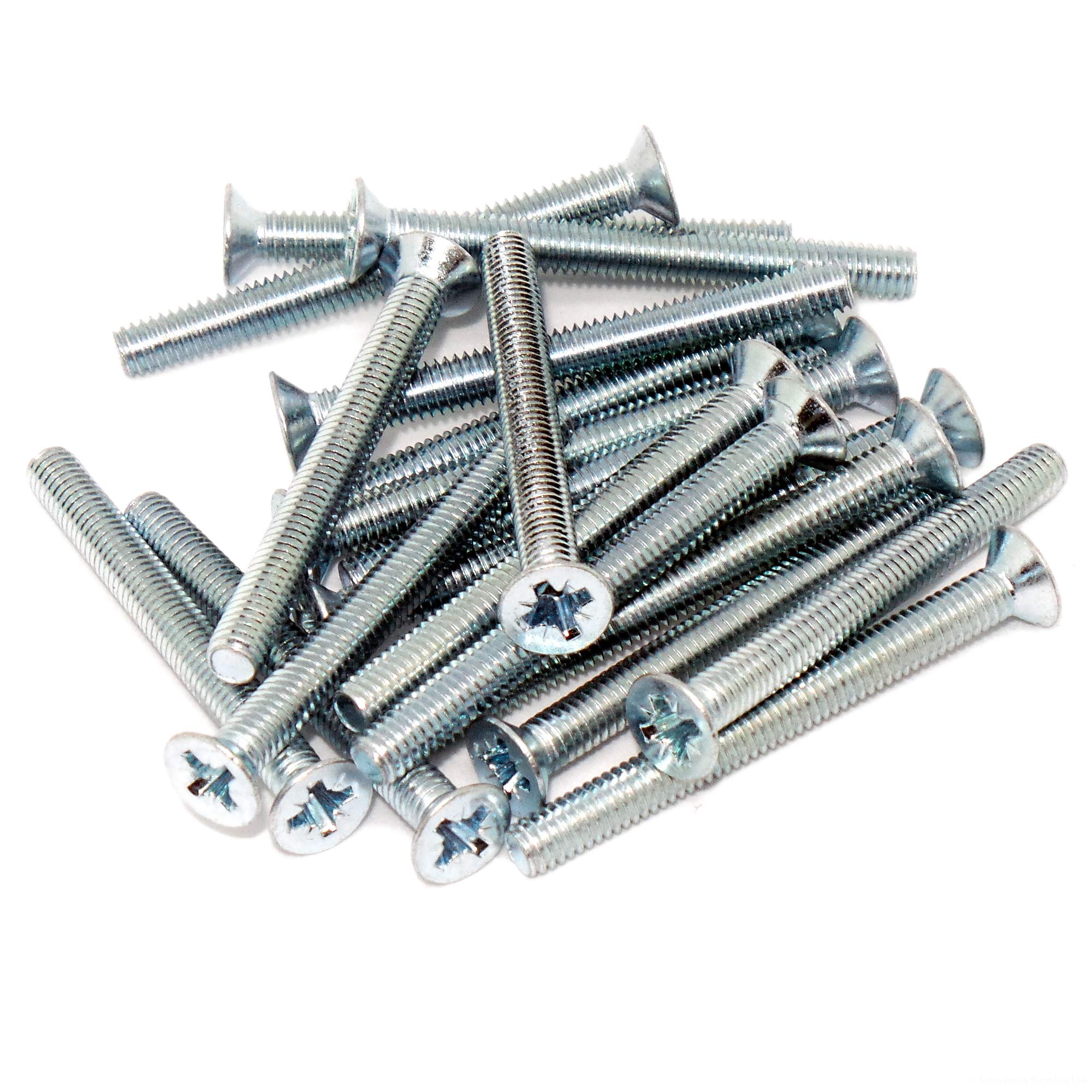 Singularity Supplies Silver M4 (4Mm X 40Mm) Pozi Countersunk Machine Screw (Bolt) - Steel (Pack Of 20)