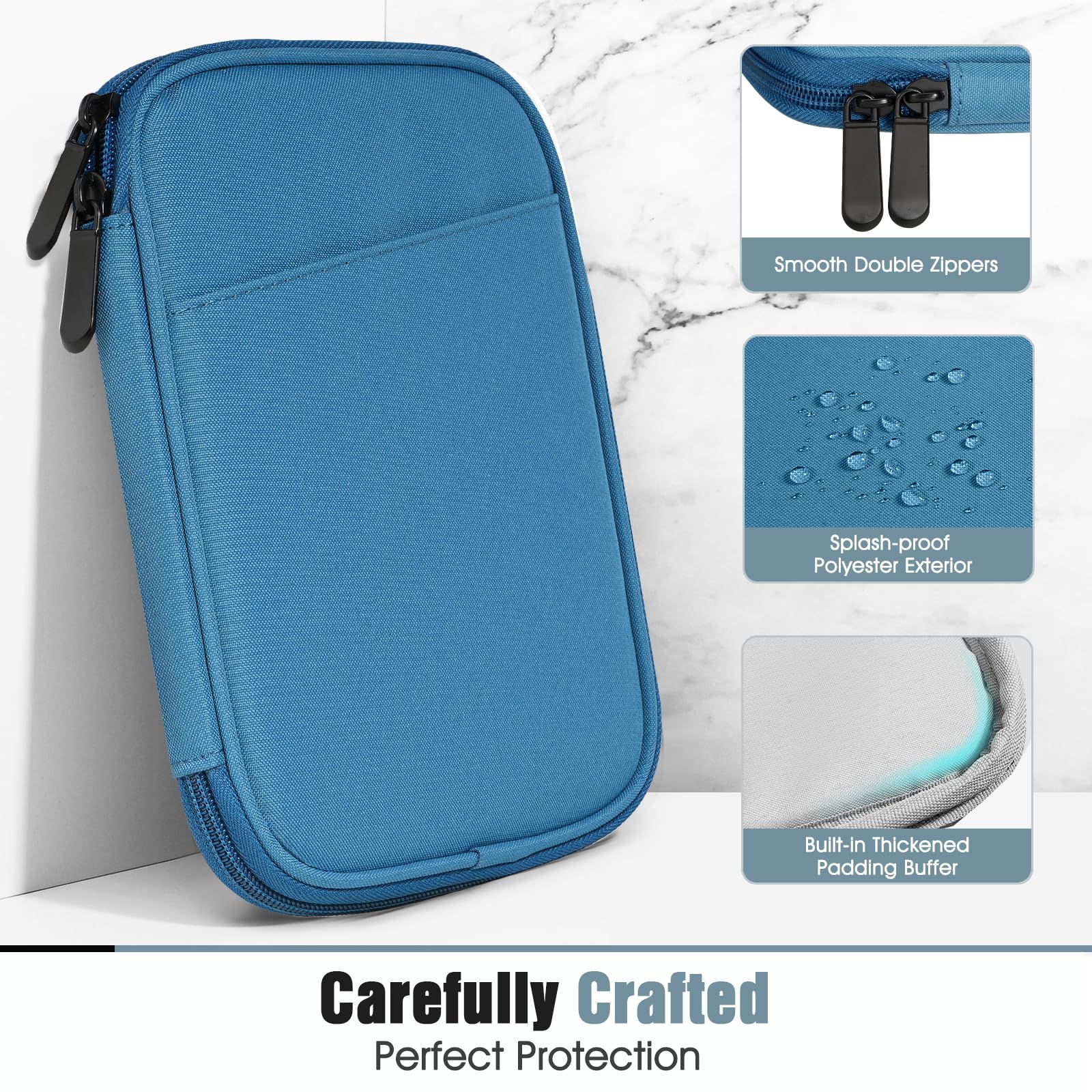 TiMOVO 6-7 Pollici Custodia per Tablet, Paperwhite/Colorsoft Signature Edition, Custodia Protettiva con Tasca per E-Reader/Oasis e Dispositivi Kobo, Blu Pavone