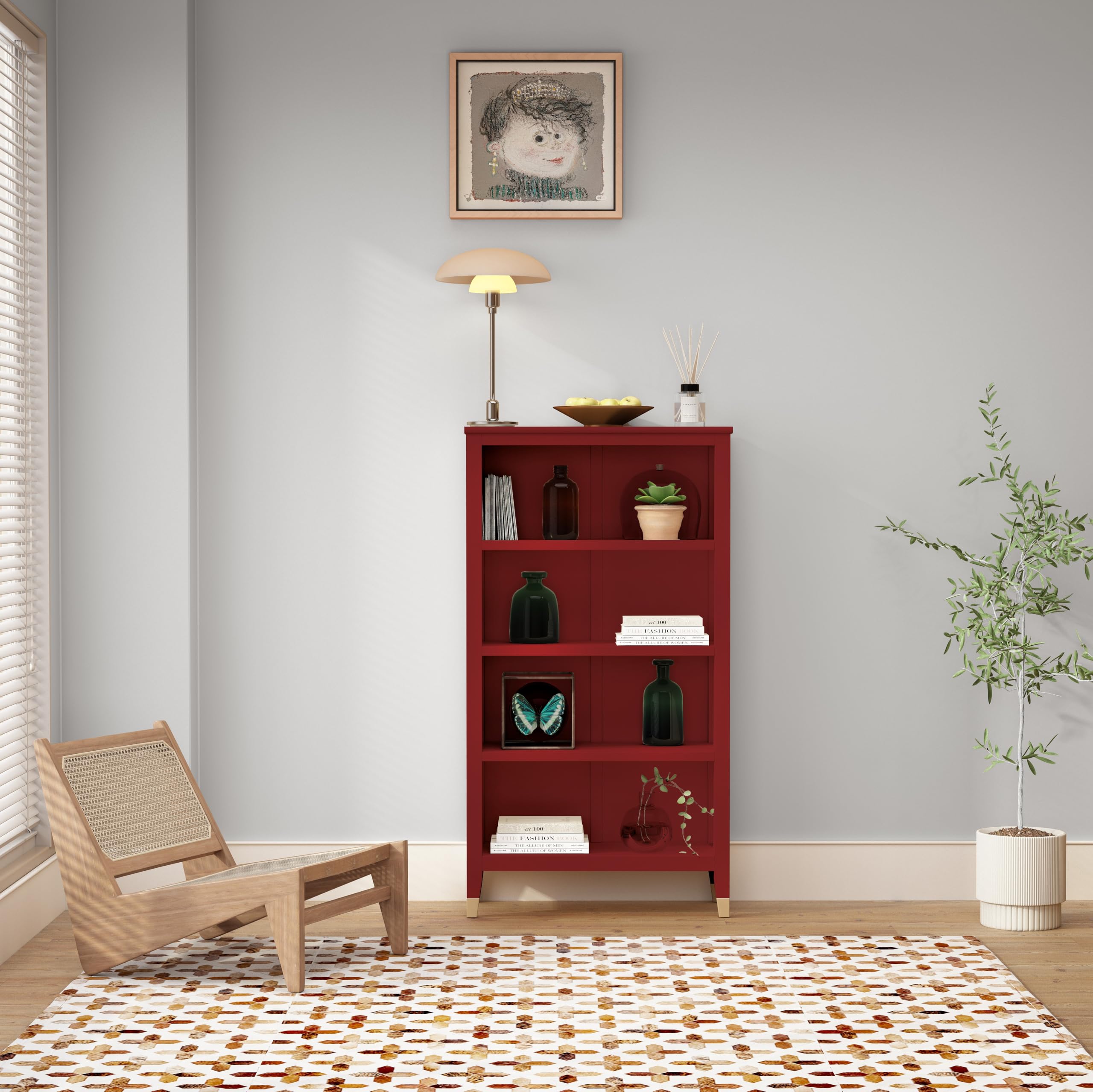 Cabinet Bits Palazzi Bookcase H127 W69 D25cm - Red