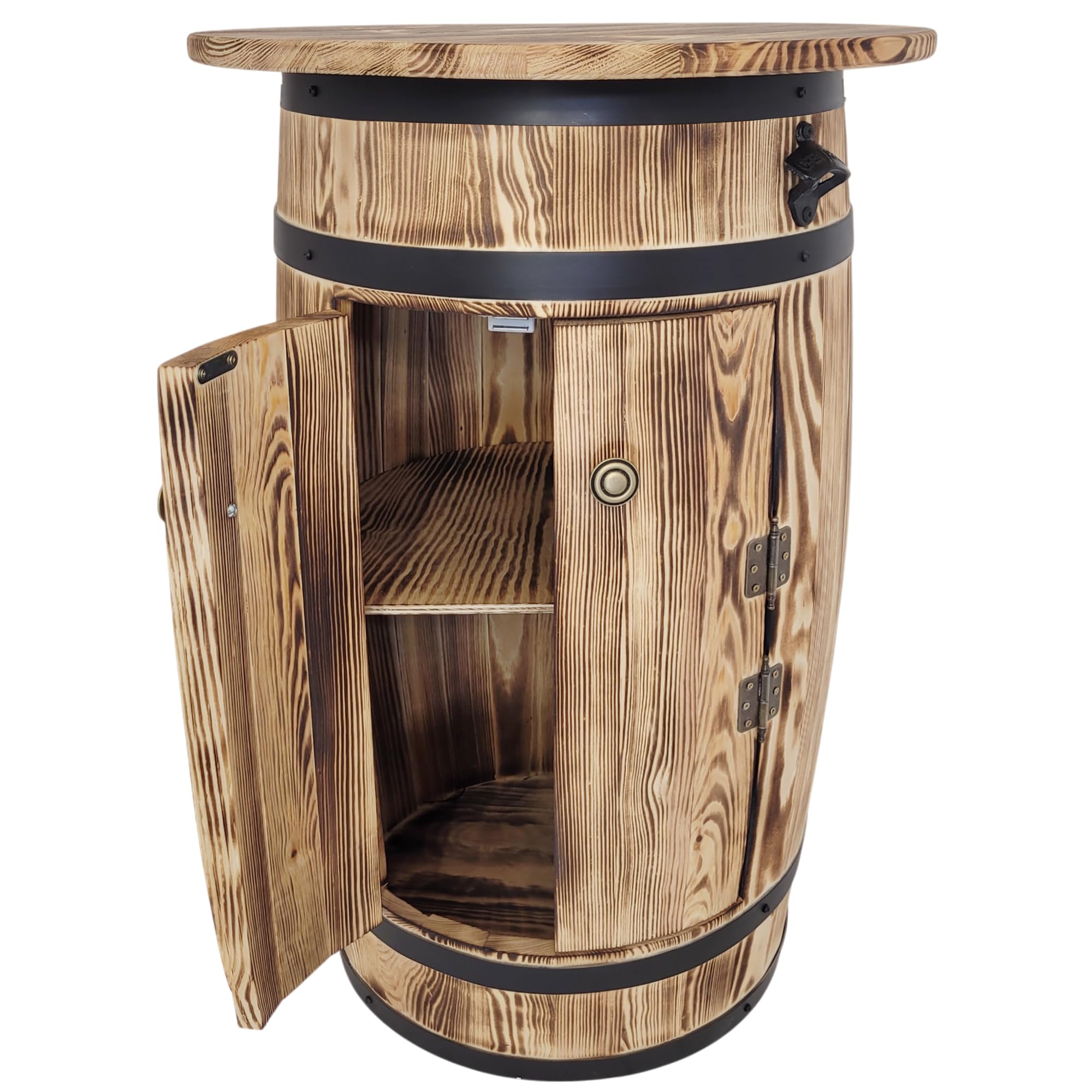 weeco Baril en bois avec étagères et portes pour ranger l'alcool - Meuble de bar avec grande surface de rangement pour 30 à 40 bouteilles - Casier à vin - 80 x 55 x 44 cm - Marron clair