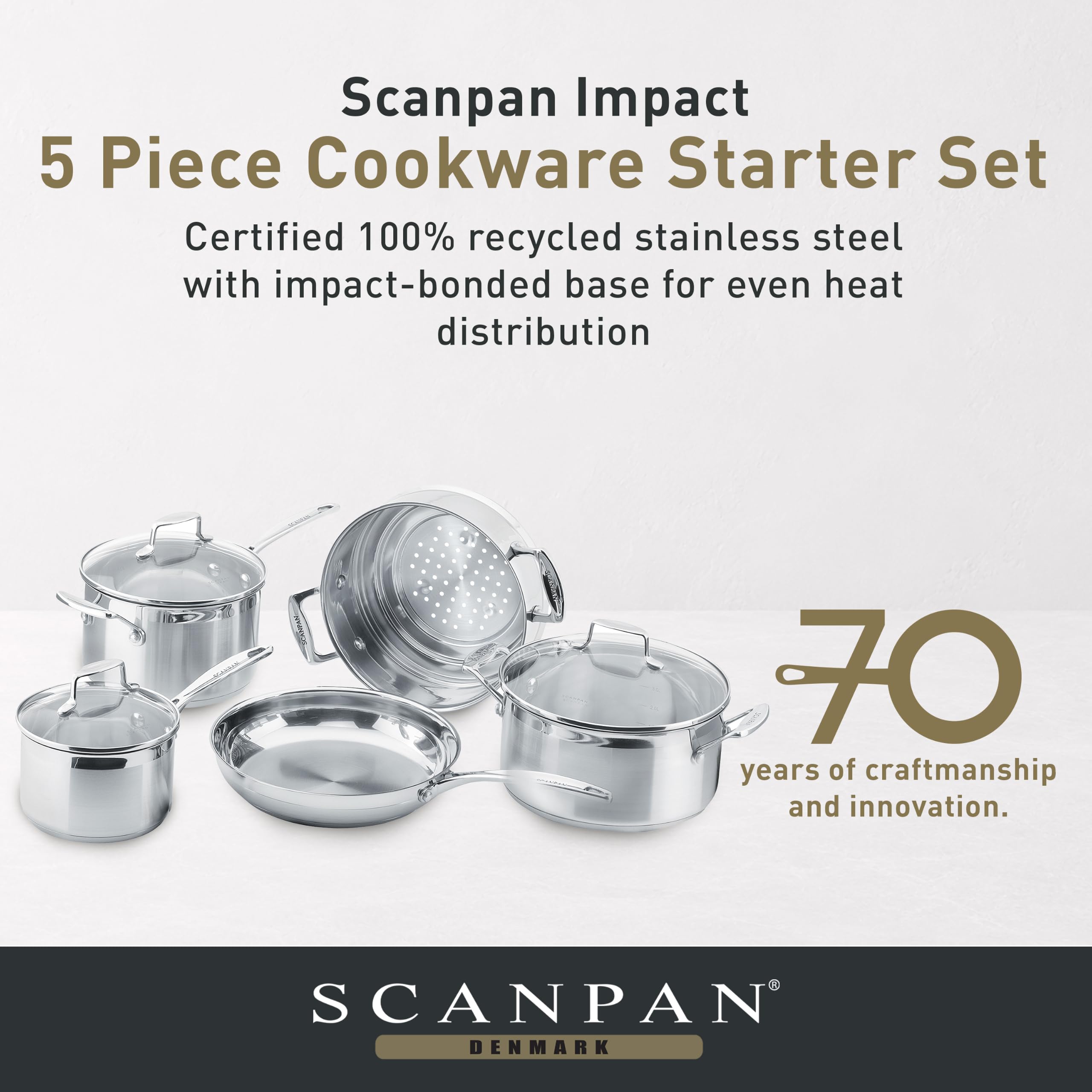Scanpan Impact 5-Piece Stainless Steel Cookware Set | Certified
