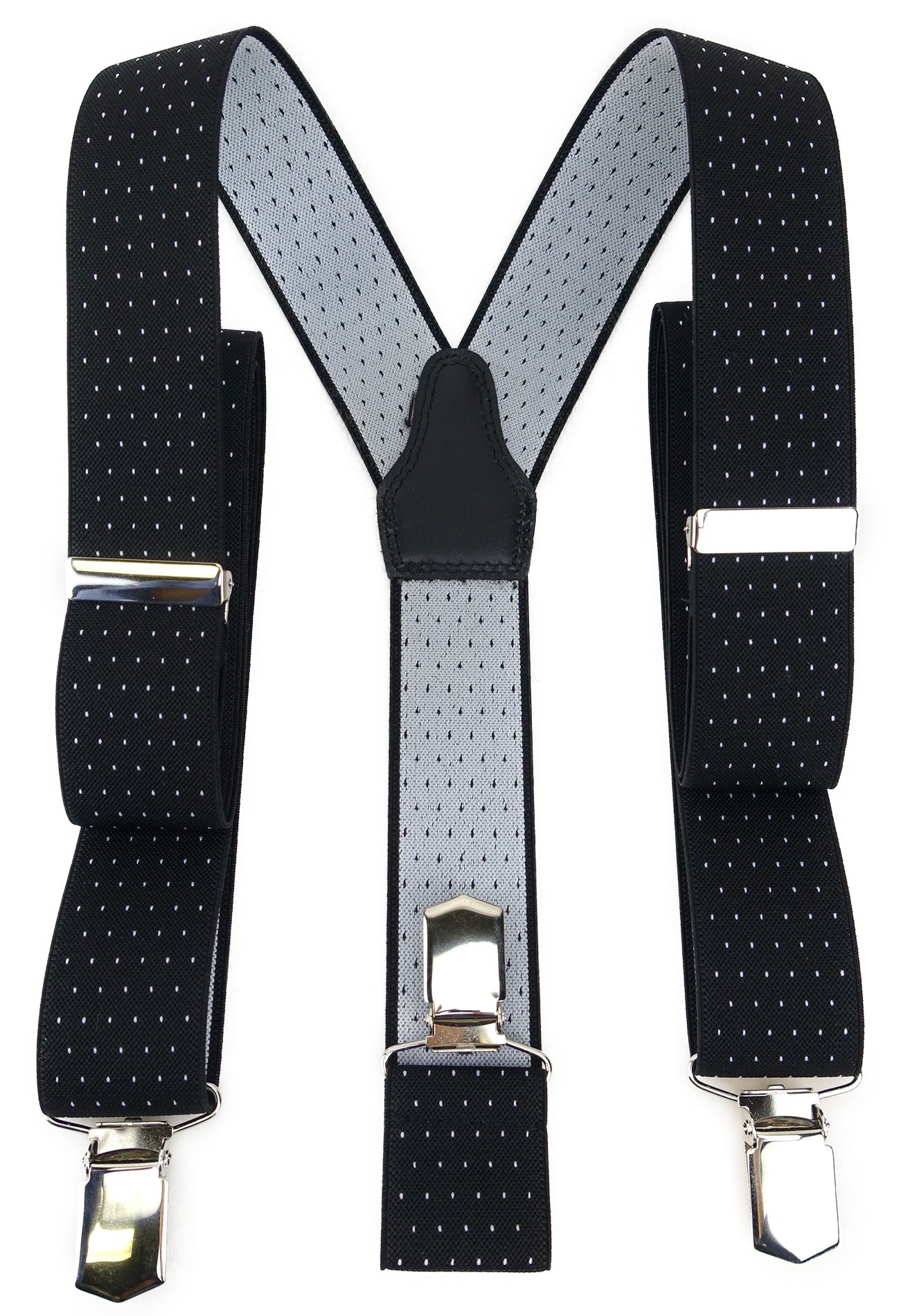 Tigertie Men's Black Silver Polka Dot Braces - Black - One Size