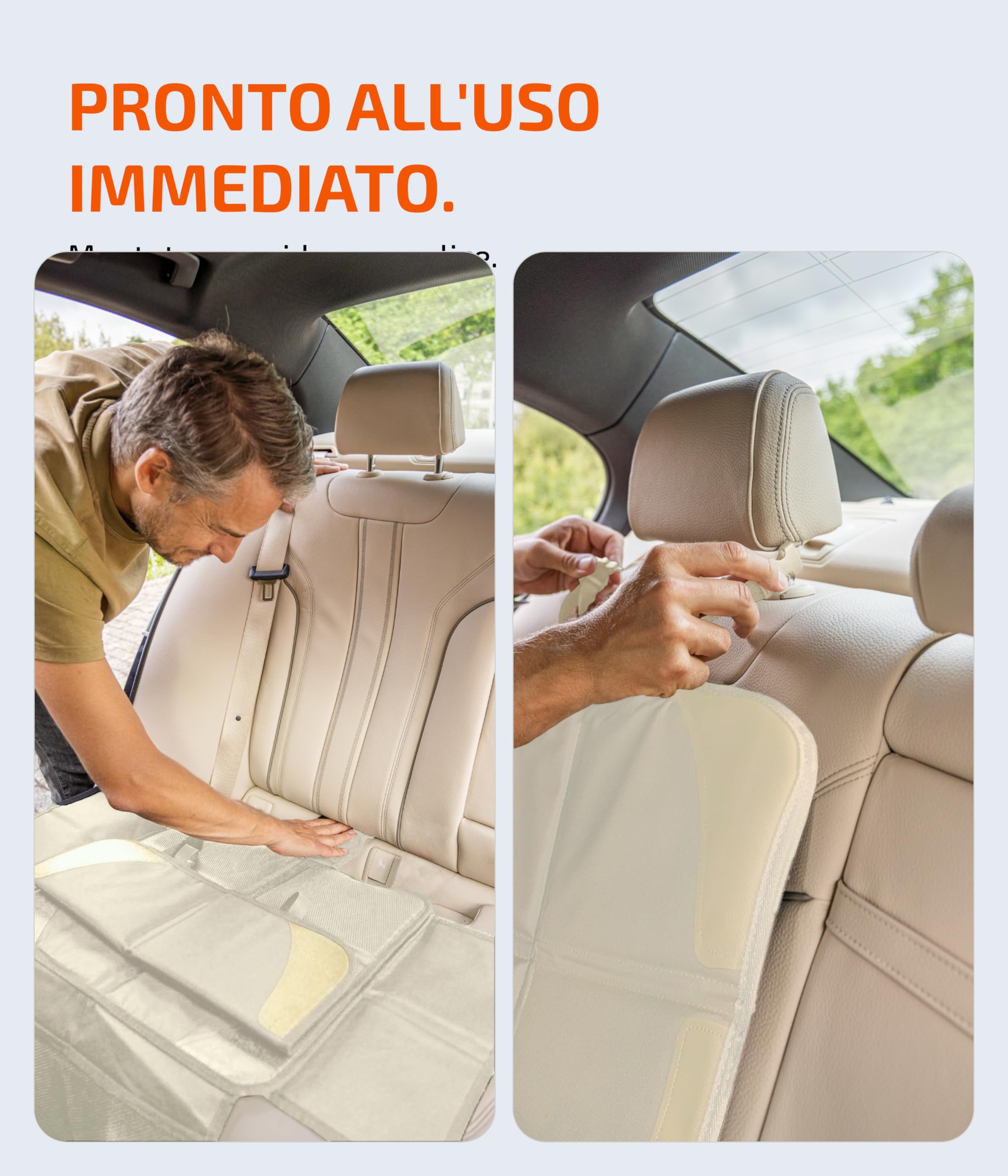 LIONSTRONG - coprisedile auto per seggiolino bimbo - protettore di sedili auto - compatibile ISOFIX (crema)