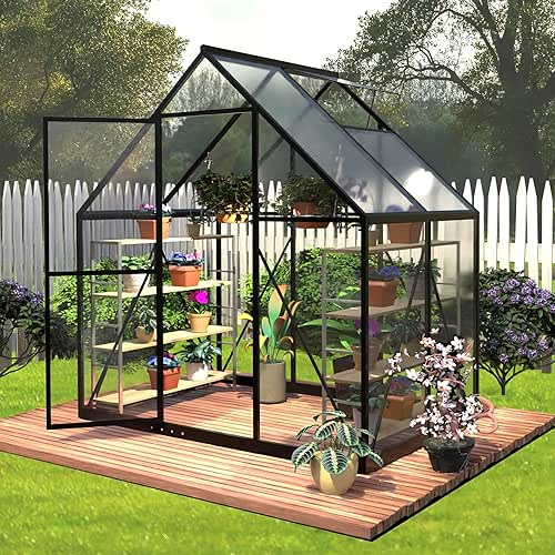 HOOYEAH 6 x 4 FT Polycarbonate Greenhouse, Winter Greenhouses for