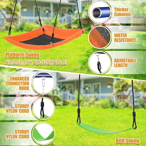 Miniatura 9 de Juegos de columpios para patio trasero de 700 libras - Juego de columpios multifunción 6 en 1 para exteriores para parque infantil, soporte de